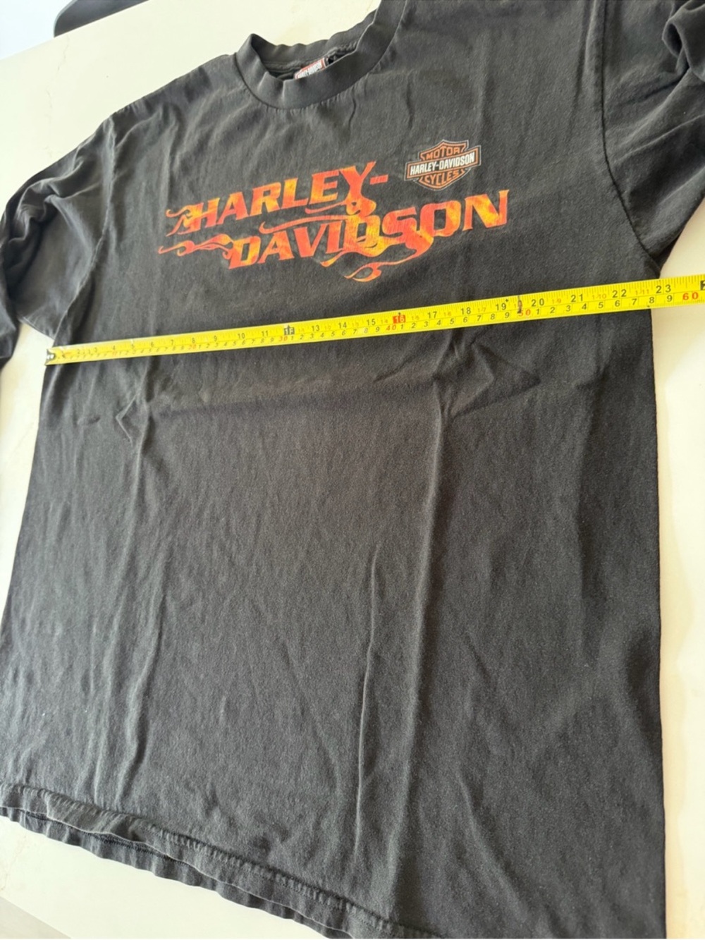 Vintage Harley-Davidson Black Long-Sleeve Shirt with Orange Flame Graphics - Picture 4 of 5